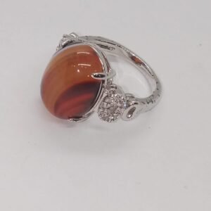 Beautiful Ring With Brown Aqique Stone