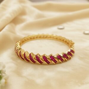 Elegant Gold Masking  Bangle [Ruby Pink Stone]