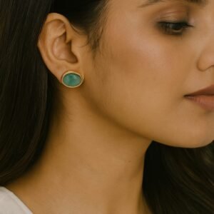 Elegant Barrel Stone Stud Earrings