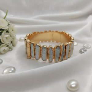 Elegant Real Mother of Pearl Bangle with Gold Masking