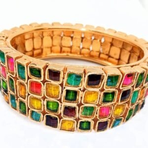 Bangle with Multi-Color Tourmaline Stones – gold plated designer kada