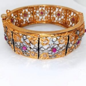 High Copy Diamond Polki Gold Plated Bangle.[MULTI]