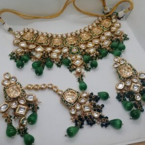 High Copy Diamond Polki gold Masking Bridal Jewellery Set