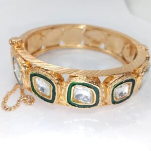 High Copy Diamond Polki Gold Plated Bangle